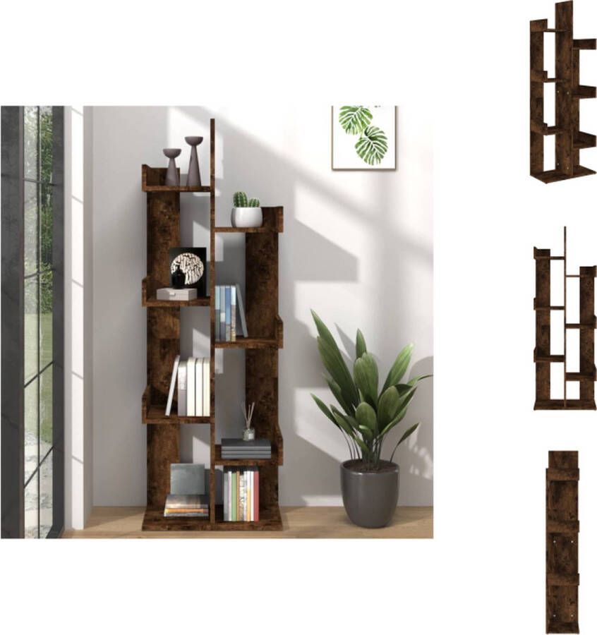 VidaXL Boomvormige Boekenkast Gerookt Eiken 48 x 25.5 x 140 cm Montage vereist Kast