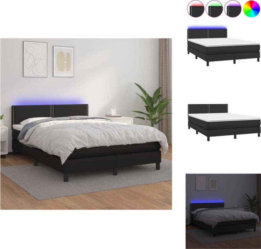 VidaXL Boxspring Bed 140 x 190 cm LED Kunstleer Pocketvering Bed