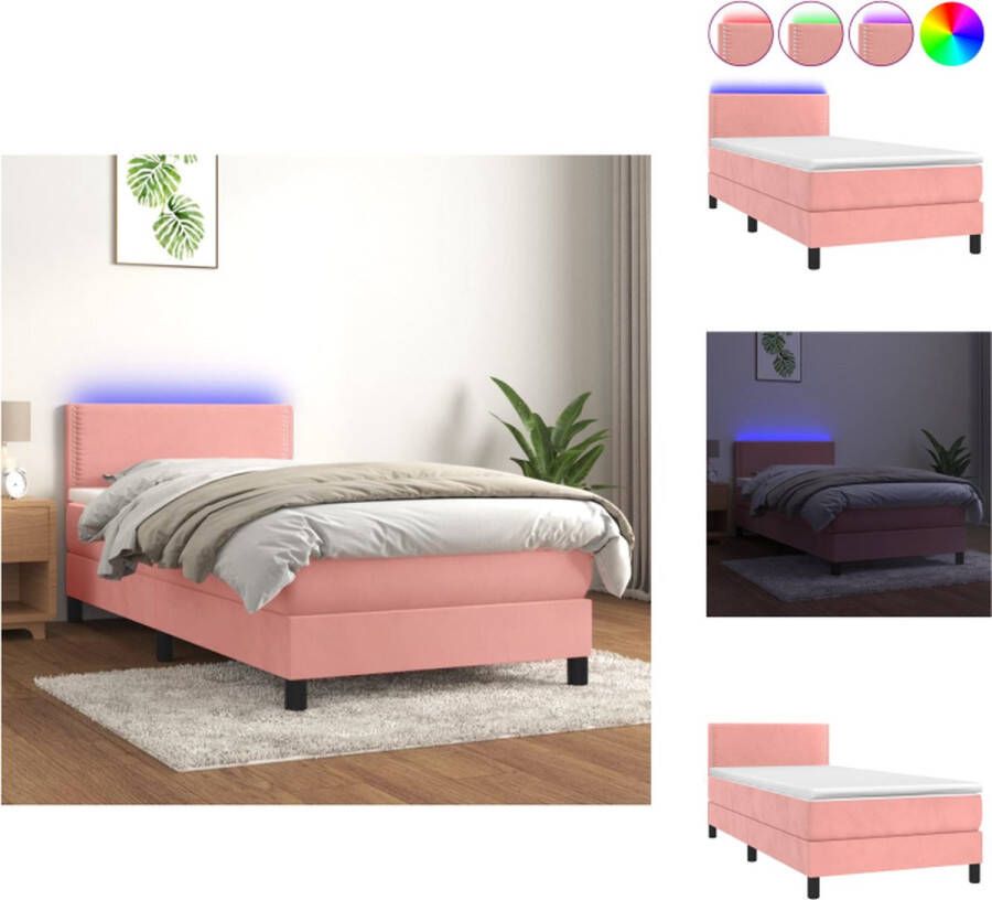 VidaXL Boxspring Bed 203x80x78 88 cm Fluweel roze Bed