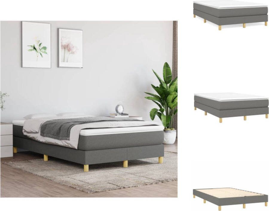 VidaXL Boxspring Bed Donkergrijs 203 x 120 x 25 cm Pocketvering Matras Middelharde Ondersteuning Huidvriendelijk Topmatras Bed