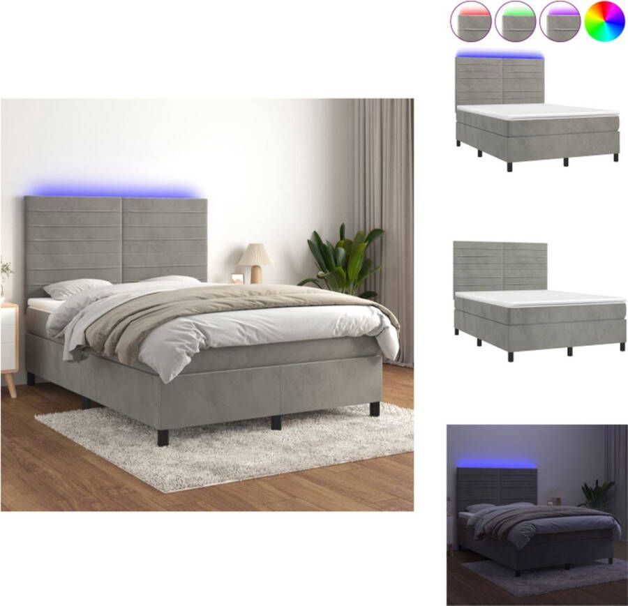 VidaXL Boxspring Bed en Matras 193 x 144 cm LED-verlichting Bed