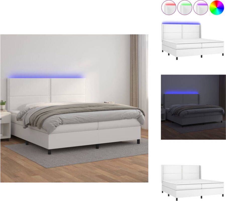 VidaXL Boxspring Bed Kunstleer 203x203 cm LED Pocketvering Bed