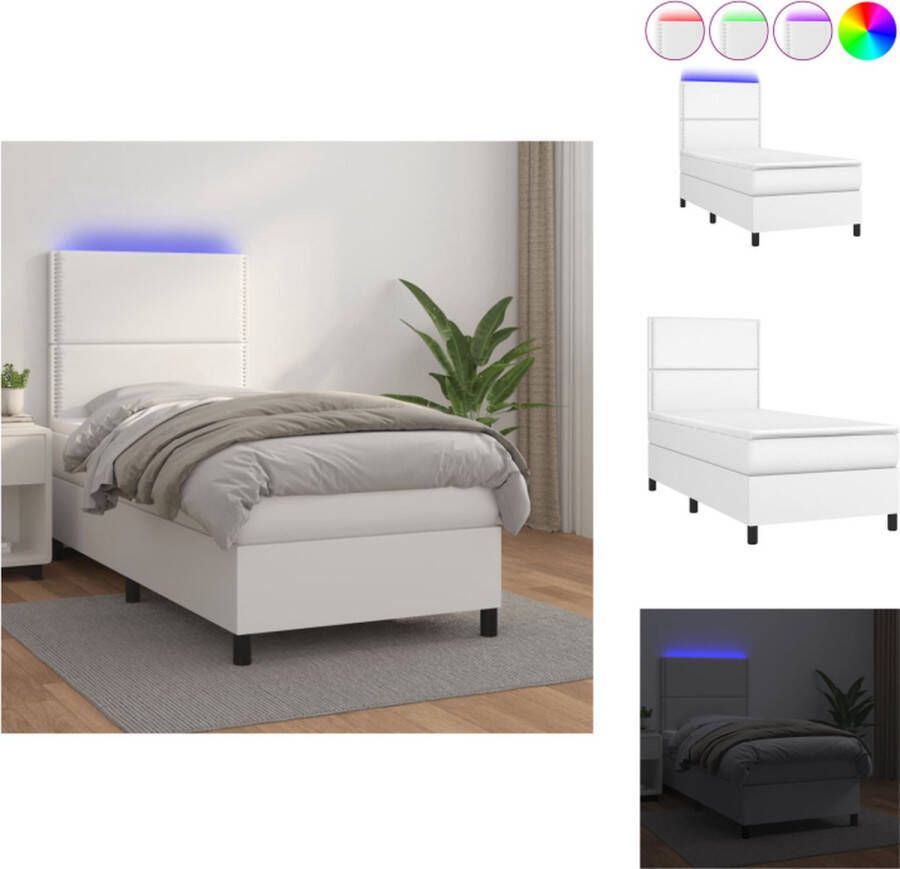 VidaXL Boxspring Bed Kunstleer 90 x 190 cm Pocketvering LED Bed
