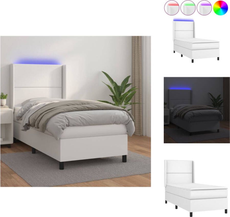 VidaXL Boxspring Bed Kunstleer LED 100x200cm Pocketvering Bed