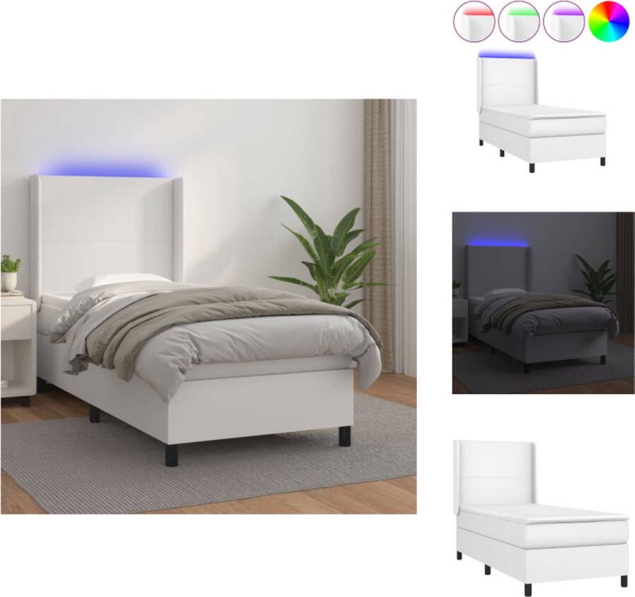 VidaXL Boxspring Bed Kunstleer Pocketvering LED Bed