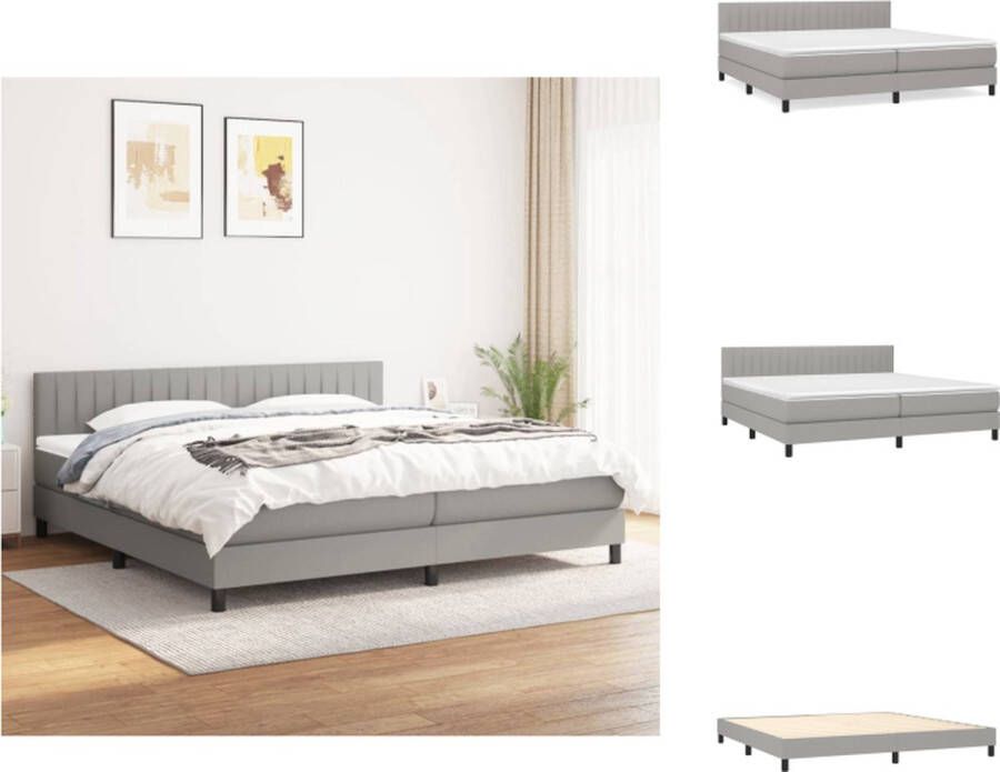 VidaXL Boxspring Bed Pocketvering Lichtgrijs 203x200x78 88 cm Verstelbaar hoofdbord Huidvriendelijk topmatras Middelharde steun Duurzaam materiaal Bed