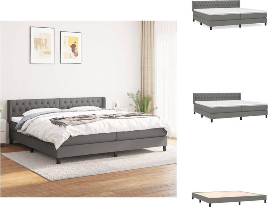 VidaXL Boxspring Bed pocketvering matras middelharde ondersteuning huidvriendelijk topmatras donkergrijs 203 x 203 x 78 88 cm 100 x 200 x 20 cm (x2) 200 x 200 x 5 cm Bed