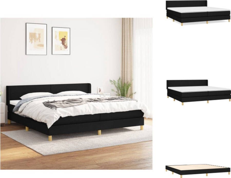 VidaXL Boxspring Bed Pocketvering Matras Middelharde Ondersteuning Huidvriendelijk Topmatras Zwart 203x203x78 88 cm 100x200x20 cm 200x200x5 cm Bed