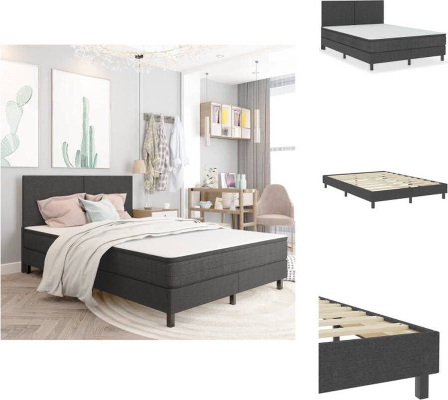 VidaXL Boxspring Donkergrijs 201 x 160.5 x 116 cm Verenmatras Met topmatras Montage vereist Bed