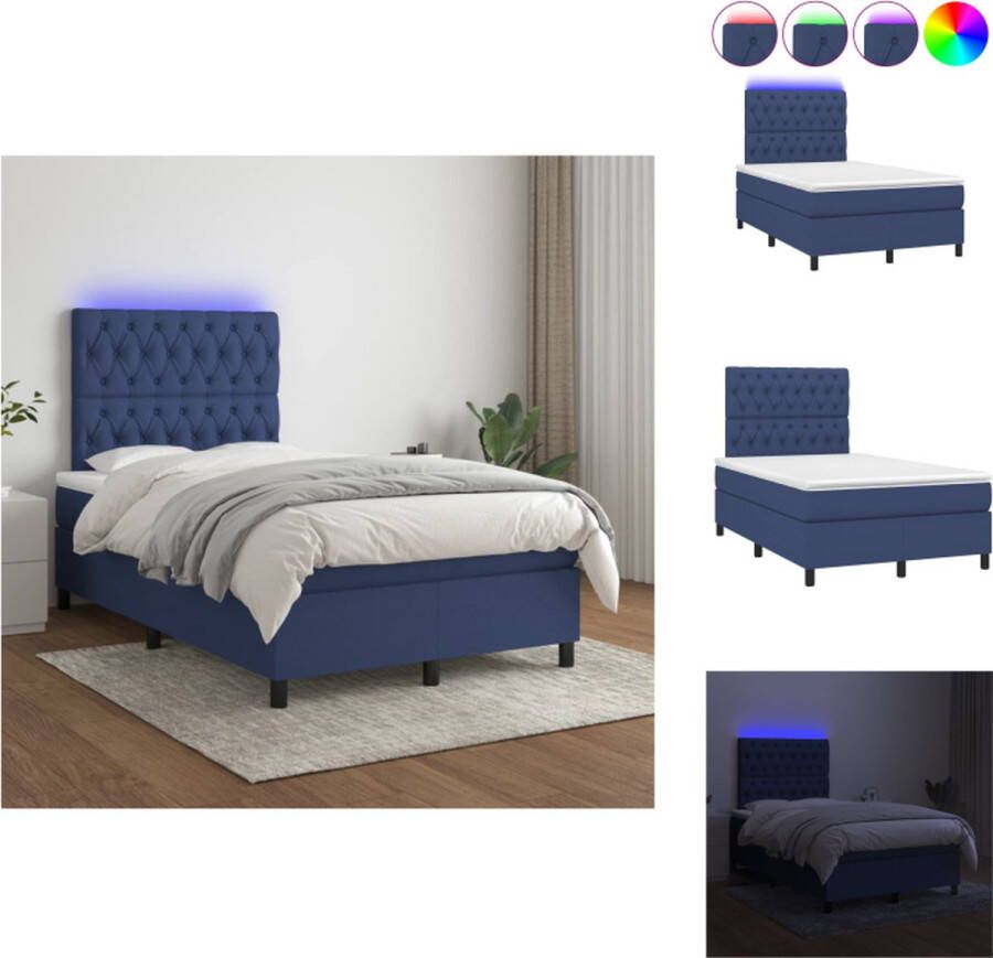 VidaXL Boxspring LED 120x200 blauw Bed