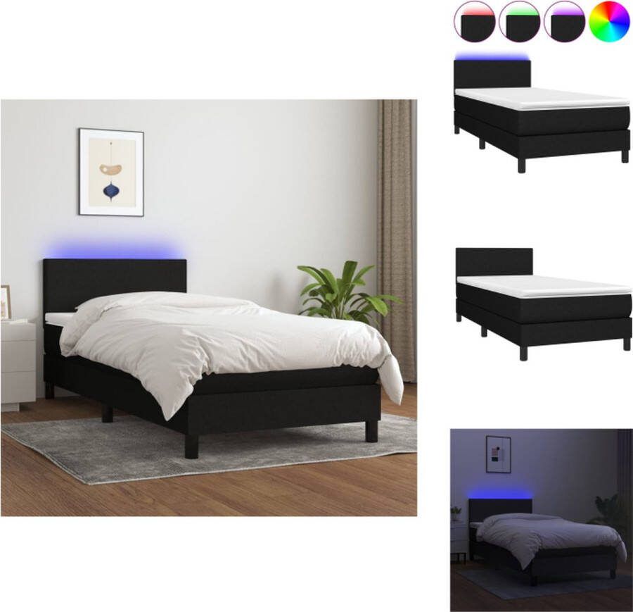 VidaXL Boxspring LED 203x90x78 88 cm zwart Bed