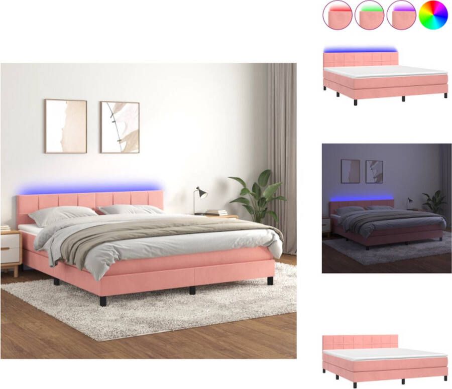VidaXL Boxspring LED Bed 160 x 200 cm Roze fluweel Bed