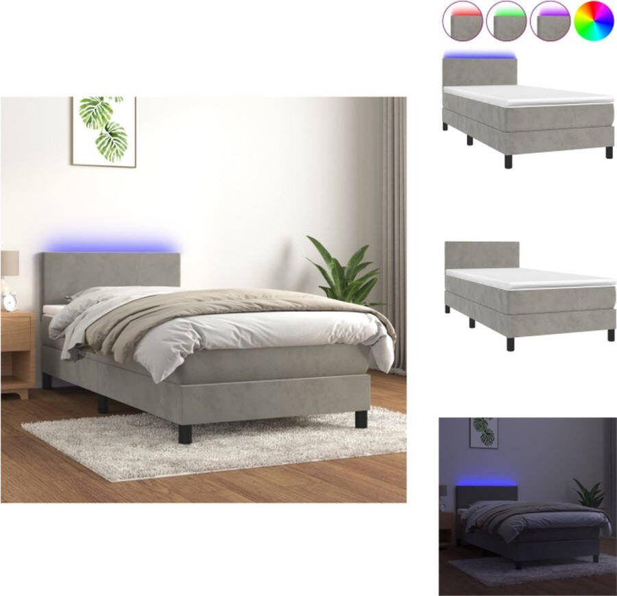 VidaXL Boxspring LED-fluwelen bed 203x90x78 88 cm met verstelbaar hoofdbord Bed