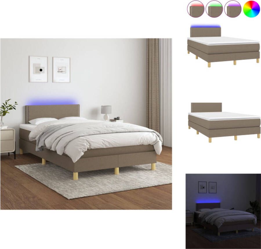 VidaXL Boxspring LED Pocketvering Huidvriendelijk 203x120x78 88 Taupe Bed