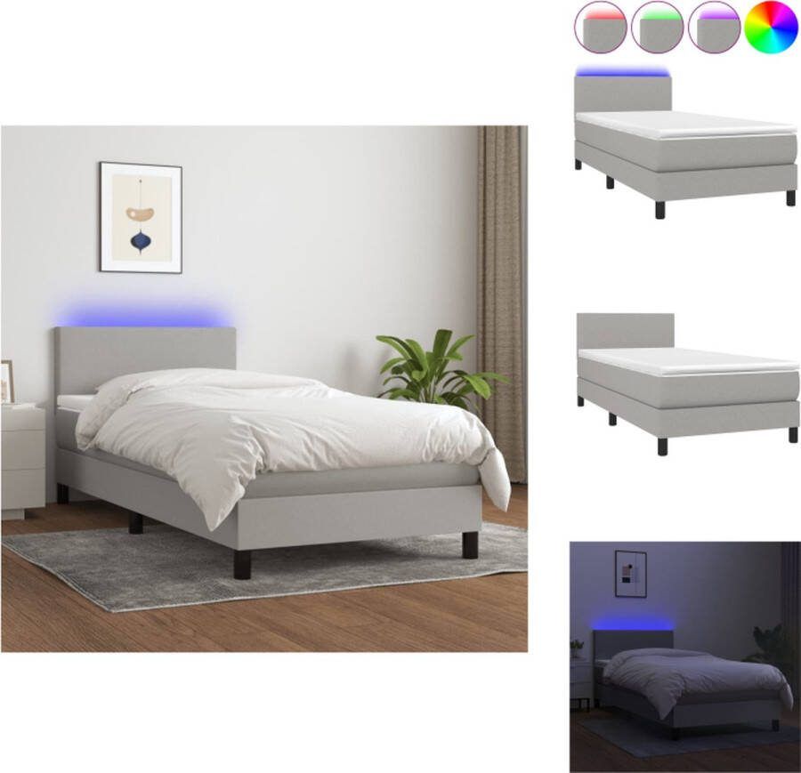 VidaXL Boxspring Lichtgrijs LED 203x80x78 88 Duurzaam materiaal Bed