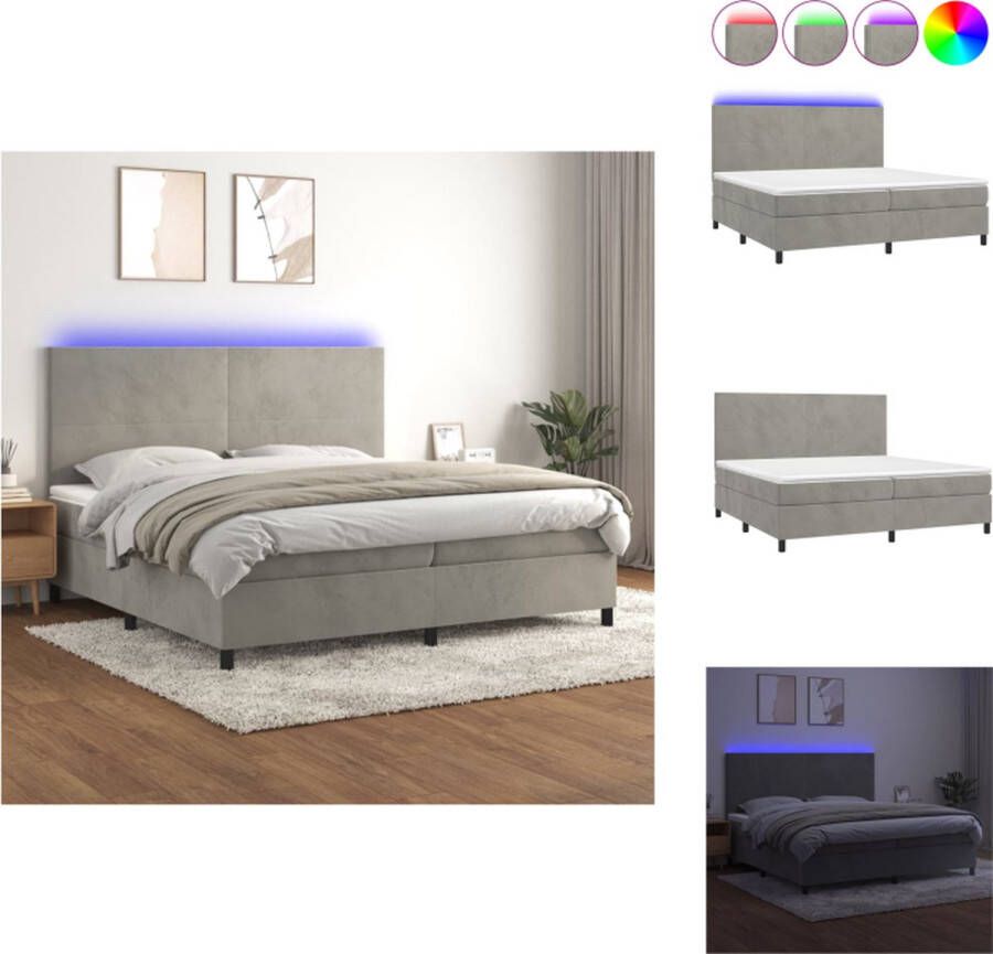 VidaXL Boxspring met LED 203x200x118 128 cm Fluweel Pocketvering Huidvriendelijk Bed