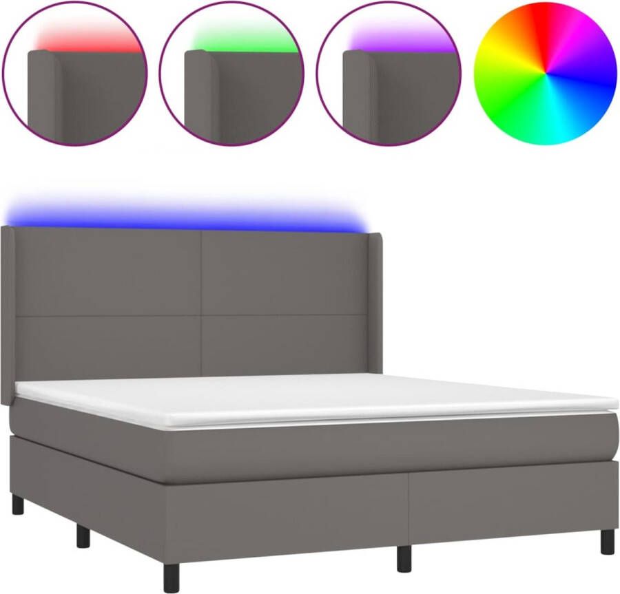 VidaXL -Boxspring-met-matras-en-LED-kunstleer-grijs-180x200-cm