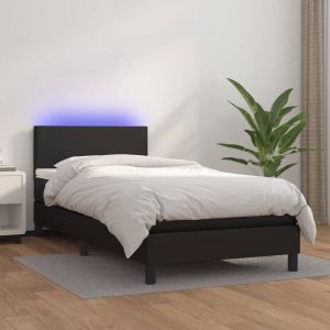 VidaXL Boxspring met matras en LED kunstleer zwart 90x190 cm