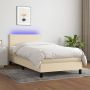 VidaXL -Boxspring-met-matras-en-LED-stof-crèmekleurig-100x200-cm - Thumbnail 3