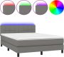 VidaXL -Boxspring-met-matras-en-LED-stof-donkergrijs-140x200-cm - Thumbnail 1