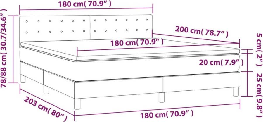 VidaXL -Boxspring-met-matras-en-LED-fluweel-donkerblauw-180x200-cm