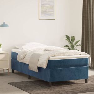 VidaXL Boxspring met matras fluweel donkerblauw 90x190 cm