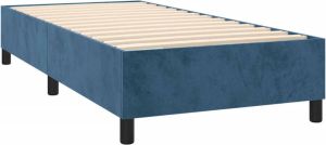 VidaXL Boxspring met matras fluweel donkerblauw 90x200 cm