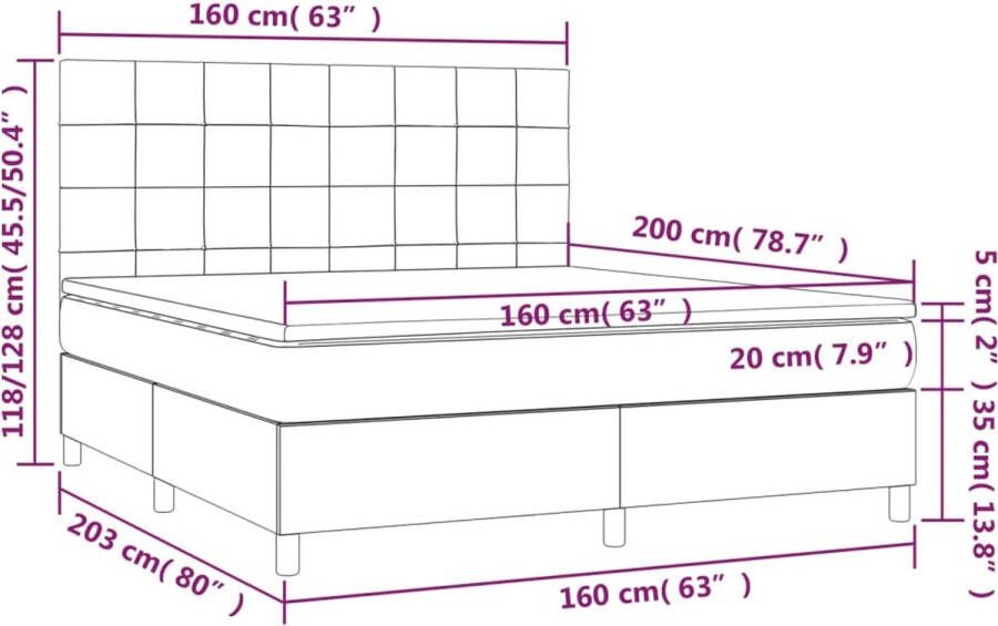 VidaXL -Boxspring-met-matras-fluweel-donkergrijs-160x200-cm