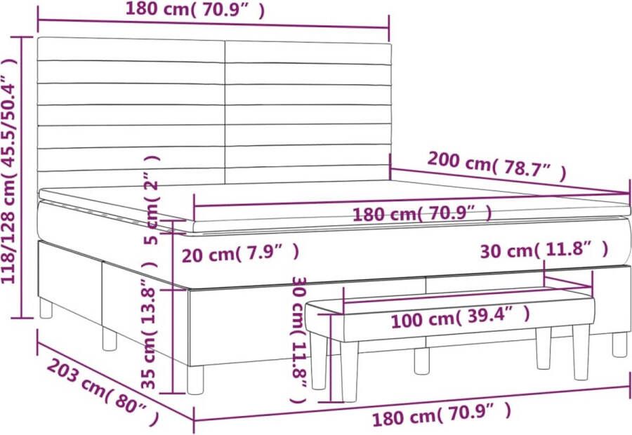 VidaXL -Boxspring-met-matras-fluweel-donkergrijs-180x200-cm