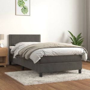 VidaXL Boxspring met matras fluweel donkergrijs 90x190 cm