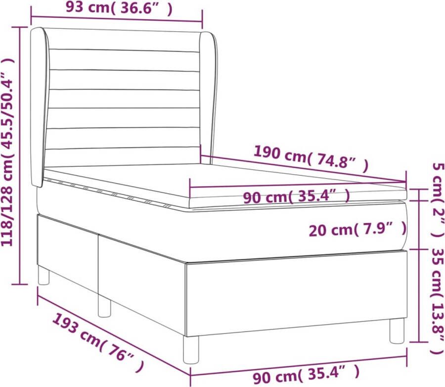 Vida XL Boxspring met matras en LED fluweel donkergrijs 100x200 cm SKU: V3139428