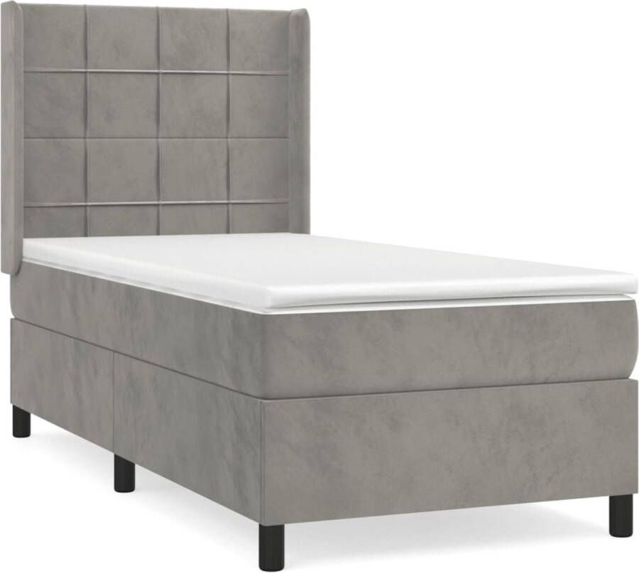 Vida XL Boxspring met matras en LED fluweel lichtgrijs 100x200 cm SKU: V3139427