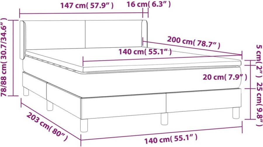 Vida XL Boxspring met matras fluweel lichtgrijs 140x200 cm SKU: V3127433