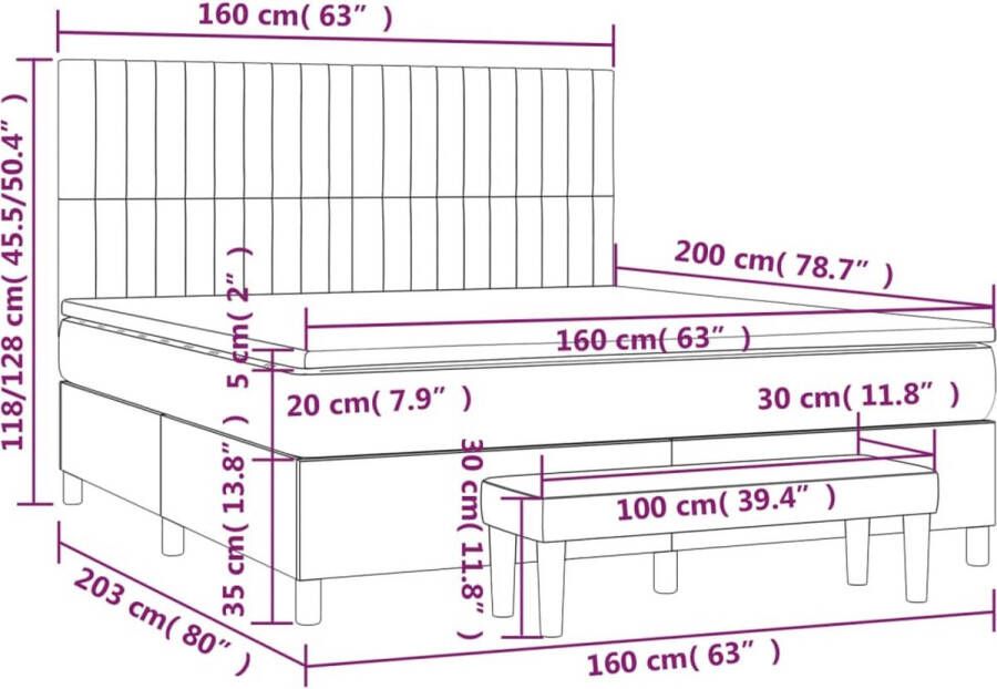 VidaXL -Boxspring-met-matras-fluweel-lichtgrijs-160x200-cm