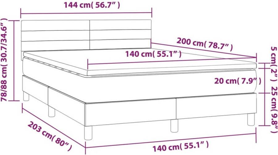 VidaXL -Boxspring-met-matras-en-LED-fluweel-roze-140x190-cm