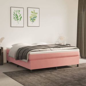 VidaXL Boxspring met matras fluweel roze 180x200 cm