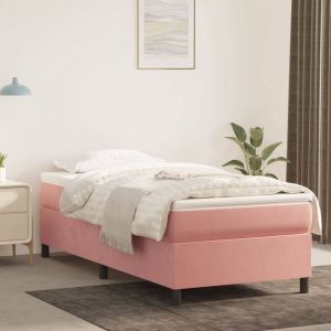 VidaXL Boxspring met matras fluweel roze 90x190 cm