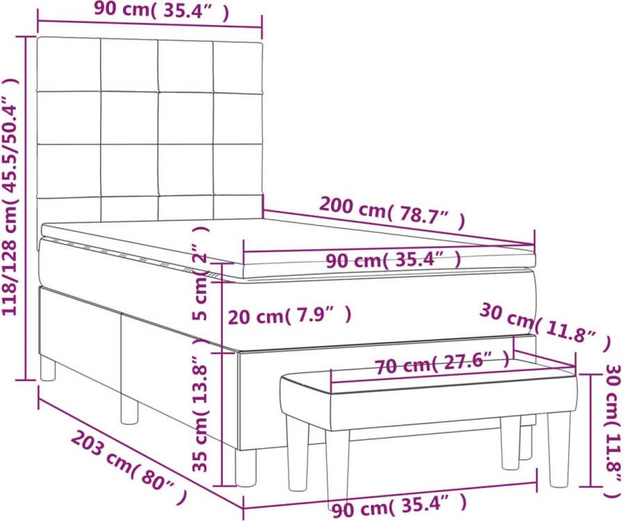 VidaXL -Boxspring-met-matras-fluweel-roze-100x200-cm