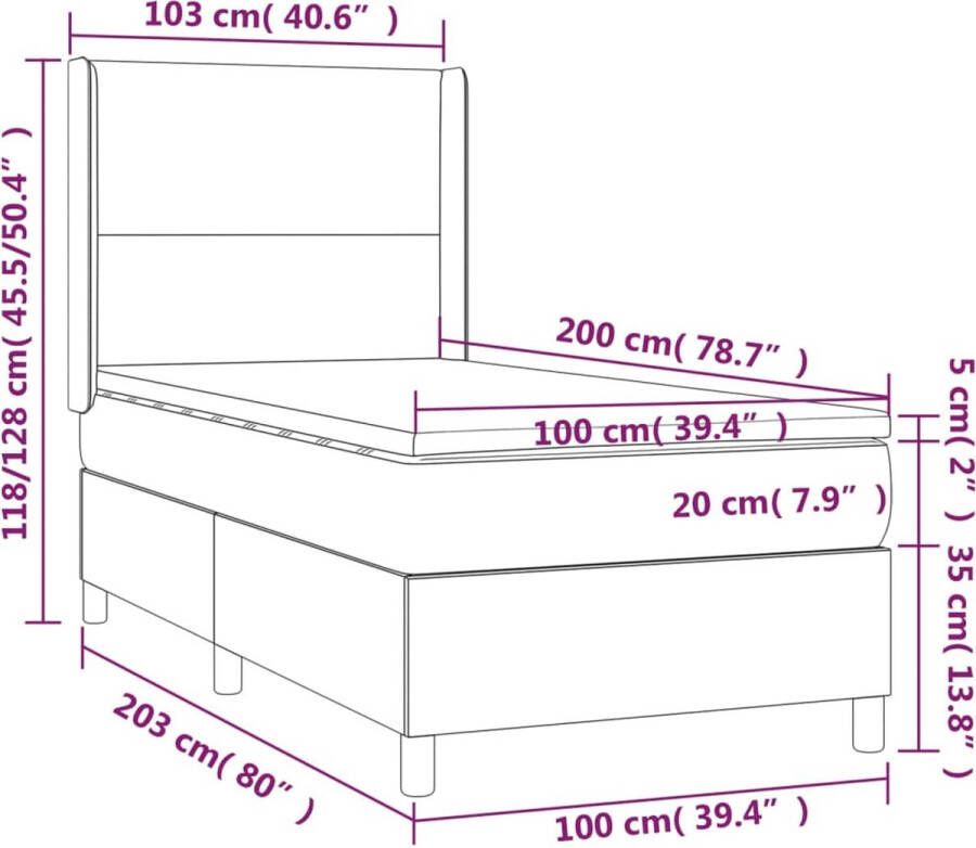 VidaXL -Boxspring-met-matras-fluweel-zwart-100x200-cm