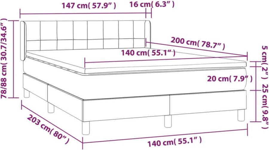 VidaXL -Boxspring-met-matras-fluweel-zwart-140x200-cm