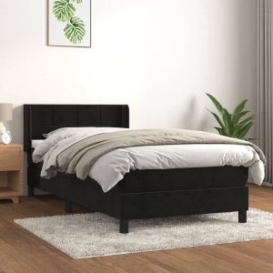 VidaXL Boxspring met matras fluweel zwart 80x200 cm