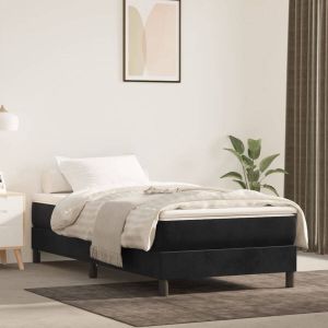 VidaXL Boxspring met matras fluweel zwart 90x190 cm