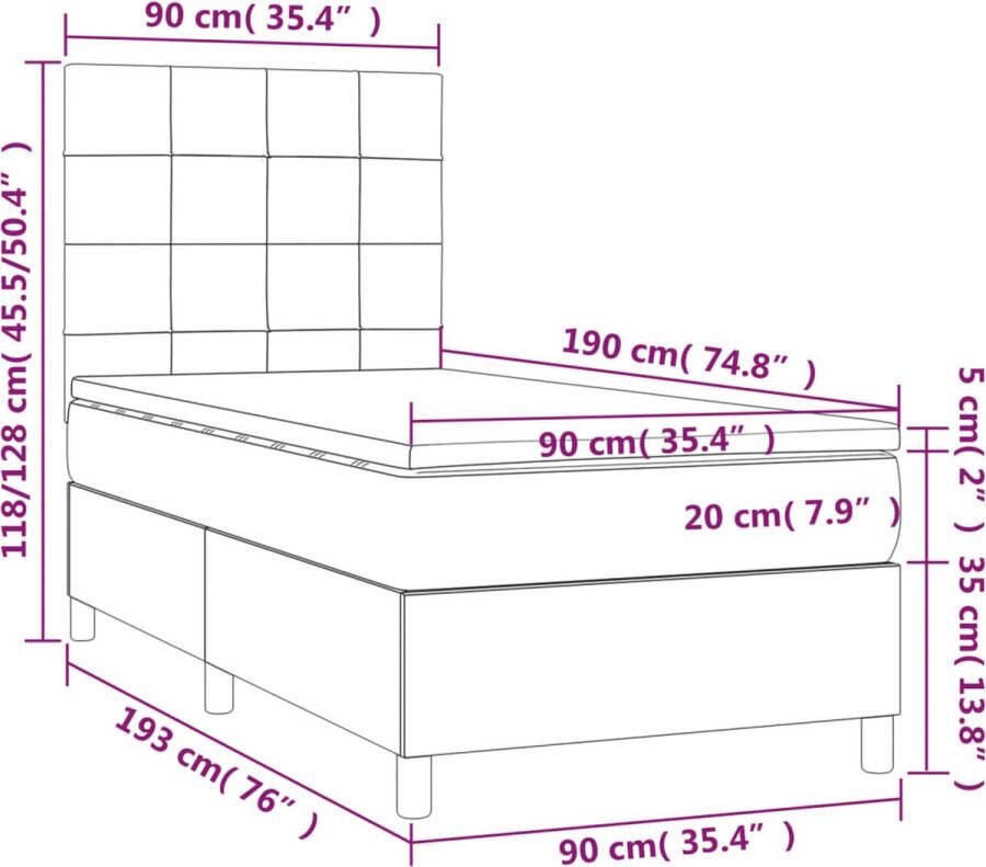 VidaXL -Boxspring-met-matras-fluweel-zwart-90x190-cm