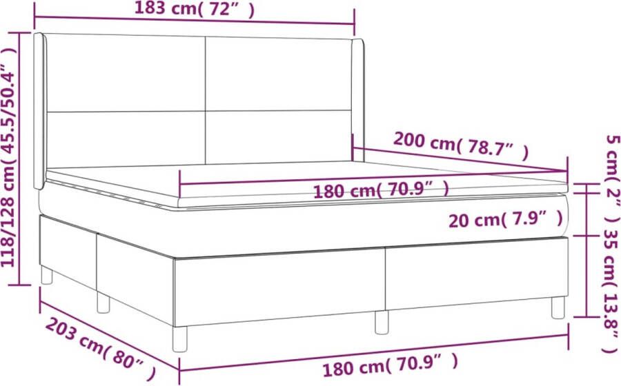 VidaXL -Boxspring-met-matras-kunstleer-grijs-180x200-cm