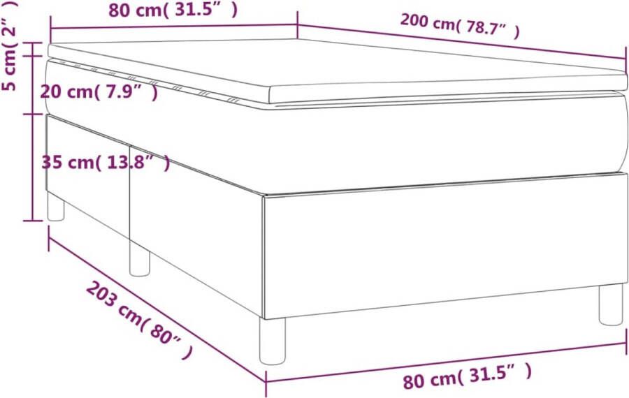 VidaXL -Boxspring-met-matras-kunstleer-grijs-100x200-cm