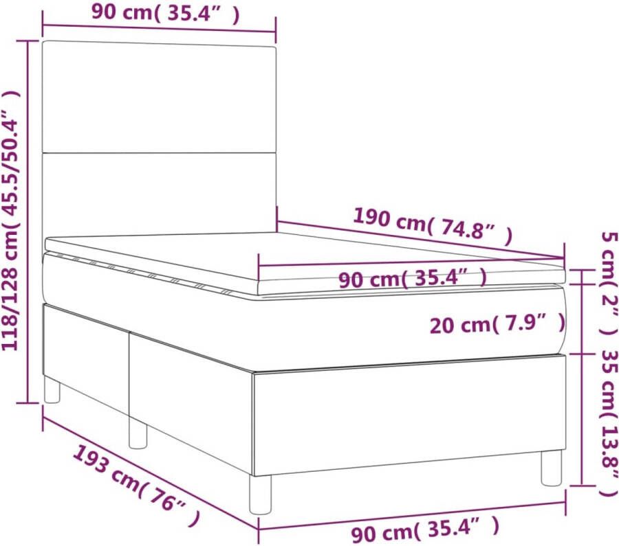 VidaXL -Boxspring-met-matras-en-LED-kunstleer-grijs-90x190-cm