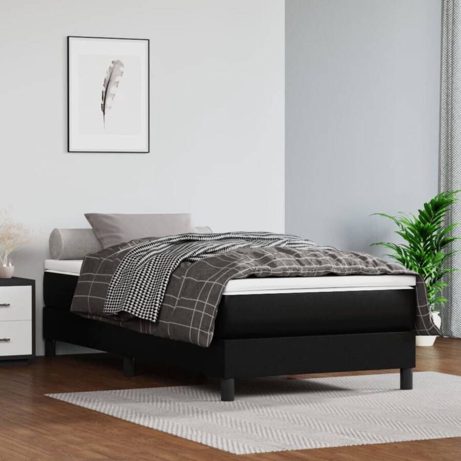 VidaXL -Boxspring-met-matras-kunstleer-zwart-100x200-cm