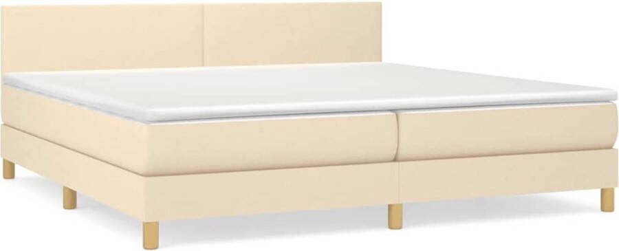 VidaXL -Boxspring-met-matras-en-LED-stof-crèmekleurig-200x200-cm