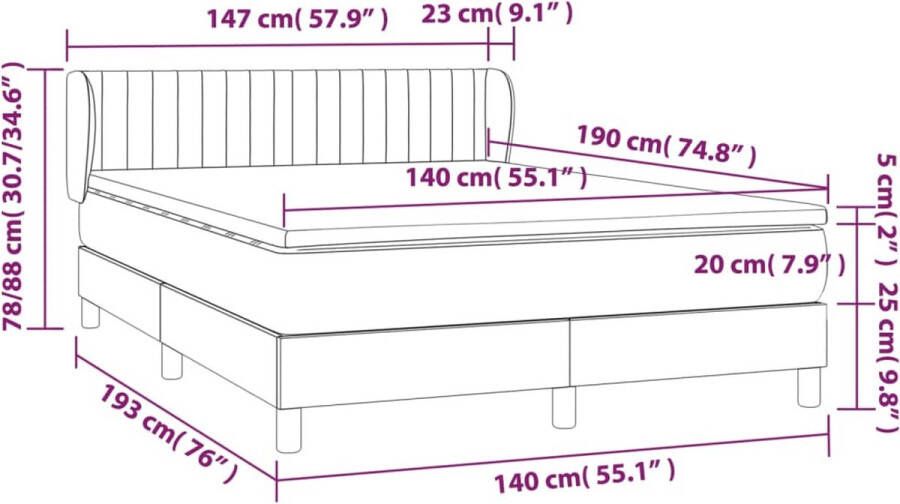 VidaXL -Boxspring-met-matras-en-LED-stof-donkergrijs-140x190-cm