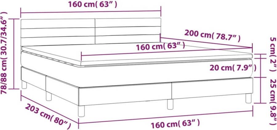 VidaXL -Boxspring-met-matras-stof-donkergrijs-160x200-cm